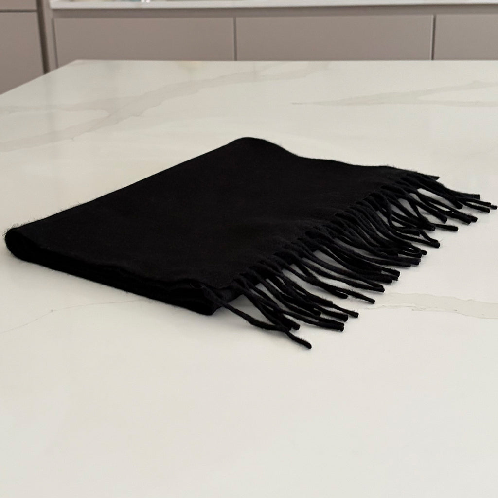 Woven Black Cashmere Scarf