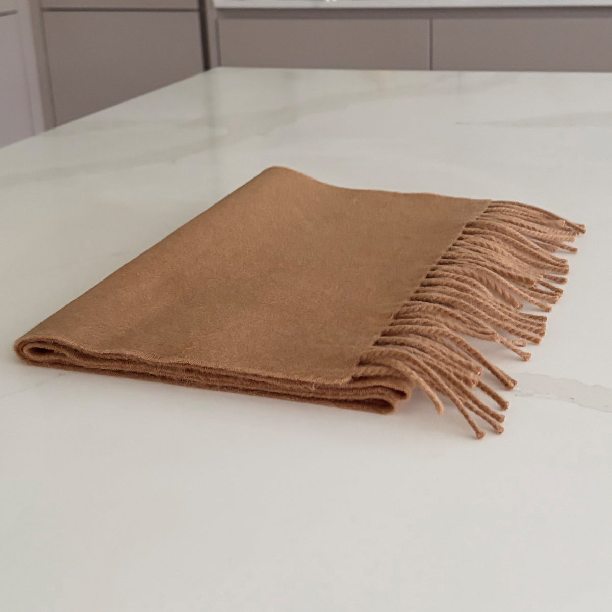 Woven Light Camel Cashmere Scarf
