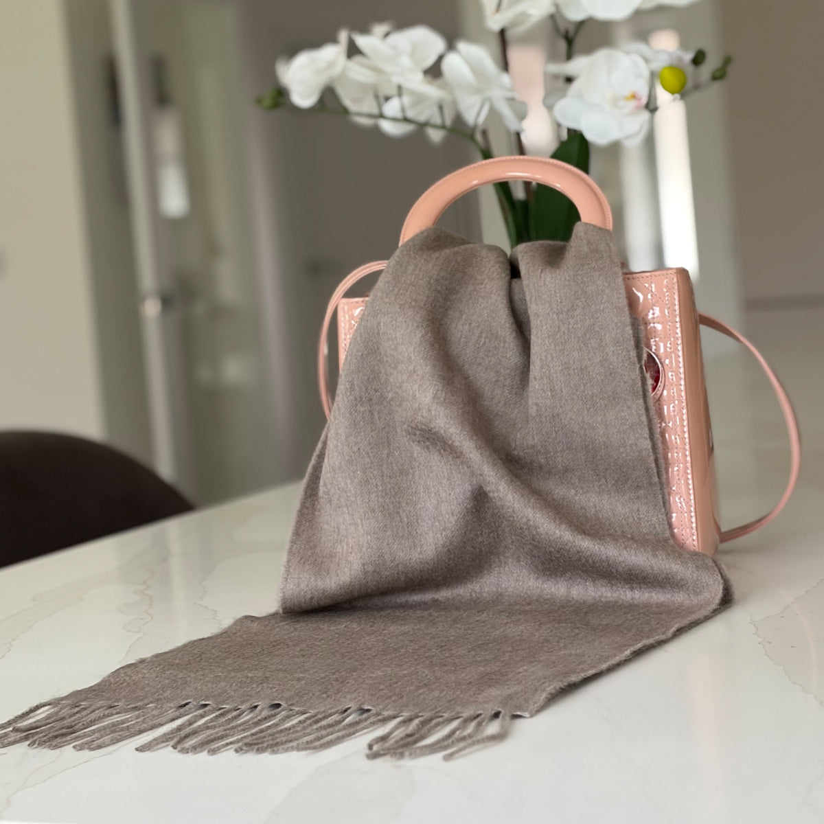 Woven Mushroom Cashmere Scarf