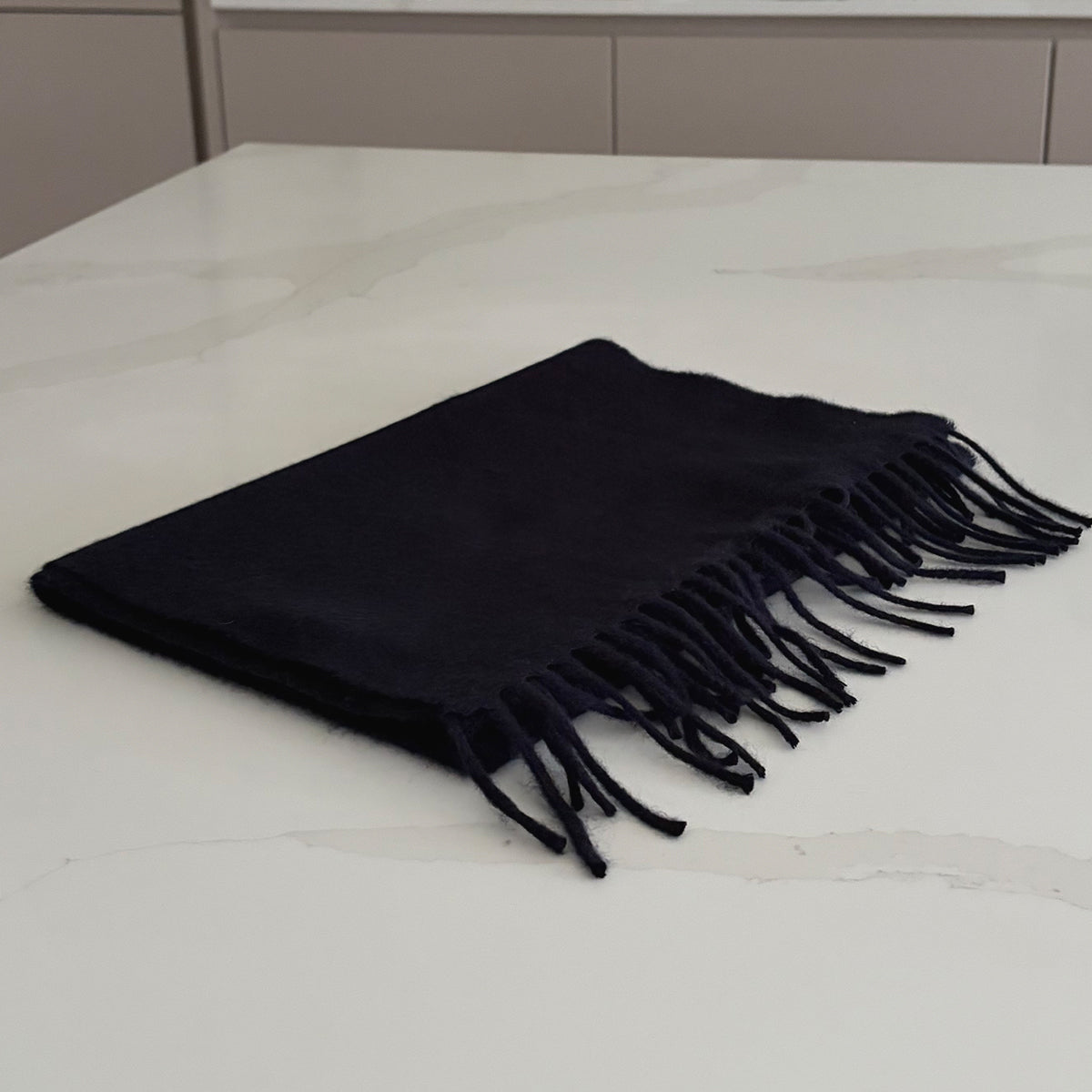 Navy Woven Cashmere Scarf