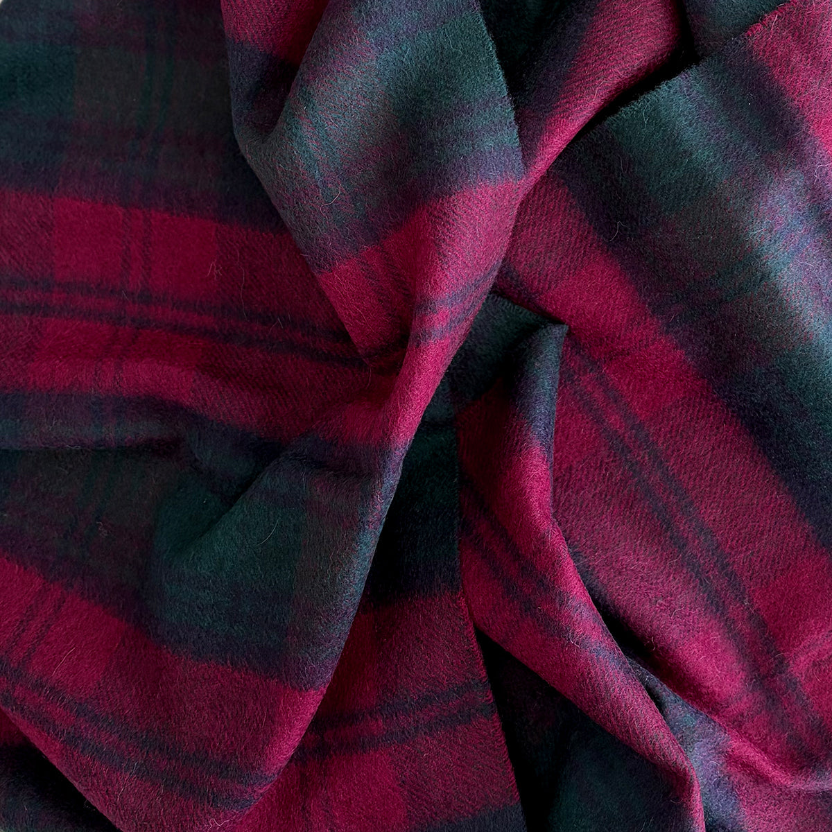 Red & Green Check Cashmere Scarf