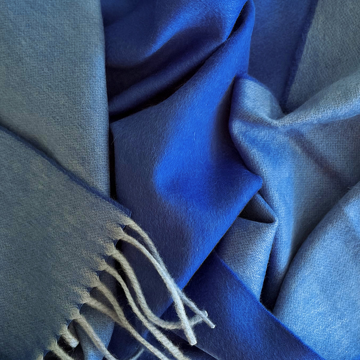 Woven Two Tone Blue Cashmere Scarf
